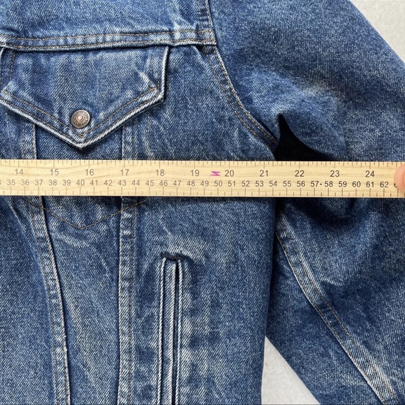 Vintage Levi’s Sherpa Lined Denim Trucker Jacket Orange Tab Size 44 USA Made - Picture 8 of 16